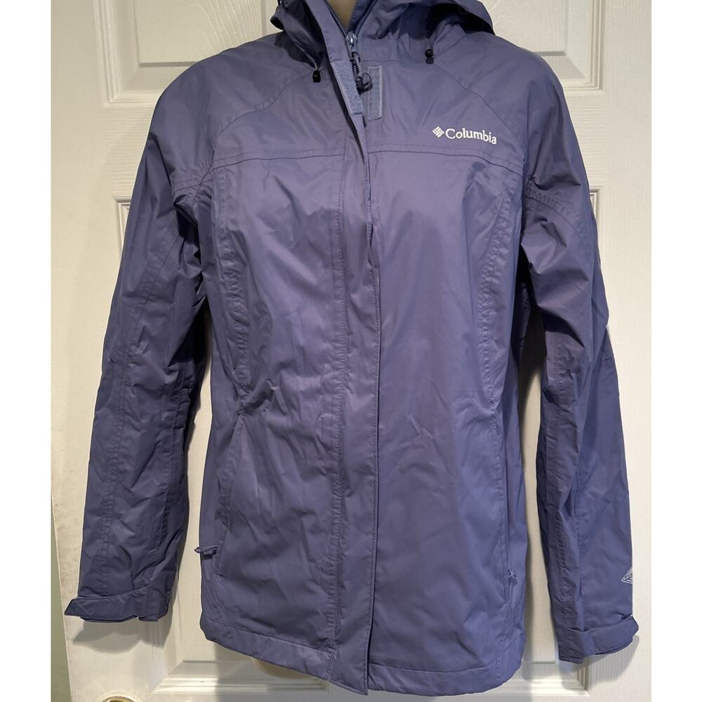 Columbia Women's OmniTech Breathable Raincoat Jacket Small Blue Hooded Packable